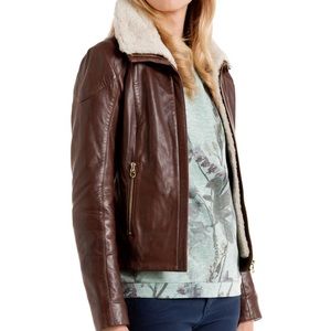 Ted Baker Soft Leather Jacket w Detachable Sleeve